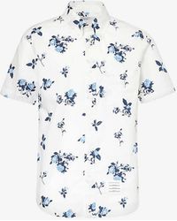 Thom Browne - Graphic-print Short-sleeve Cotton-poplin Shirt - Lyst