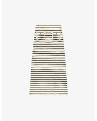 Sandro - Moline Striped Stretch-knit Midi Skirt - Lyst