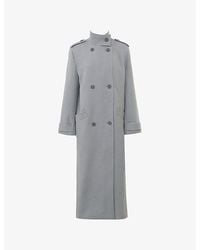 House Of Cb - Sander Funnel-Neck Double-Breasted Woven Coat - Lyst