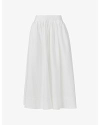 eem - Pleated Circular Cotton-Blend Maxi Skirt - Lyst