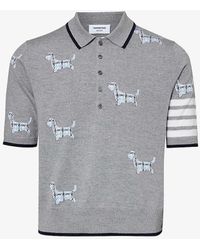 Thom Browne - Hector Icon Four-bar Wool-blend Polo Shirt - Lyst