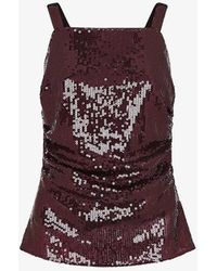Whistles - Sequin-embellished Ruched Stretch-recycled Polyester Cami Top - Lyst