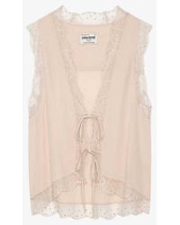 Zadig & Voltaire - Topzy Diamanté-embellished Silk Top - Lyst
