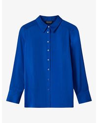 Whistles - Long-Sleeved Collared Satin Shirt - Lyst