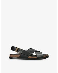 The Row - Crossover-Strap Buckle Leather Flat Sandals - Lyst
