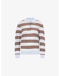 Zankov - Ryan Striped Crochet-Knit Wool Polo Top - Lyst