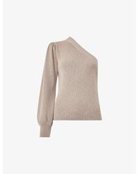 Whistles - One-Shoulder Puff-Sleeve Cotton And Recycled Polyester-Blend Top - Lyst