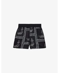 AllSaints - Lettie Elasticated-Waist Graphic-Print Woven Shorts - Lyst