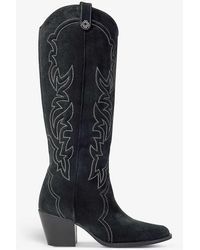 Maje - Embroidered Suede Cowboy Boots - Lyst