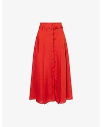 Gabriela Hearst - Dugald Pleat Button-Down Linen Midi Skirt - Lyst