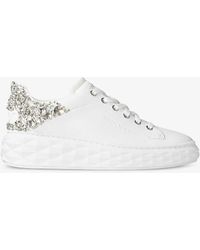 Jimmy Choo - Diamond Maxi Sequin-embellished Leather And Woven Low-top Trainers - Lyst
