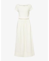 ME+EM - Fit And Flare Mixed Media Cotton-Blend Maxi Dress - Lyst