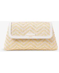 Aspinal of London - Evening Raffia And Leather Clutch - Lyst