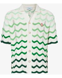 Casablancabrand - Wave-pattern Crochet Cotton-knit Shirt - Lyst