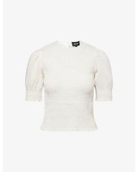 ME+EM - Smocked Day Cotton-Poplin Blouse - Lyst