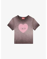 DIESEL - T-Ele Heart-Print Stretch-Cotton T-Shirt - Lyst