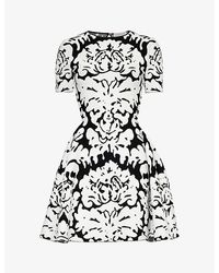 Alexander McQueen - Floral-pattern Cut-out-back Stretch-knit Mini Dress - Lyst