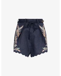 Zimmermann - Rhiannon Floral Linen Shorts - Lyst