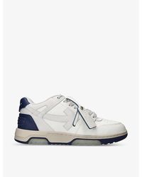 Off-White c/o Virgil Abloh - White/vy Out Of Office Brand-embroidered Leather Low-top Trainers - Lyst