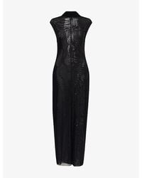 Jean Paul Gaultier - Mock-Neck Sequin Stretch-Mesh Maxi Dress - Lyst