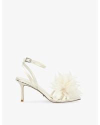 Dune - Mylove Bridal Feather Satin Heeled Sandals - Lyst