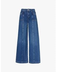 PAIGE - Portia Wide-Leg High-Rise Cotton-Blend Jeans - Lyst