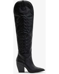 AllSaints - Roxanne Western Leather Knee-high Boots - Lyst