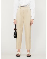 Sandro Nylo Wide-leg High-rise Cotton-twill Trousers - Natural