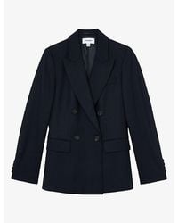 Reiss - Solene Double-Breasted Wool-Blend Blazer - Lyst