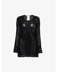 Alexander Wang - Contrast-panel V-neck Leather And Knitted Cardigan - Lyst