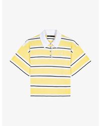 Maje - Striped Cropped Knitted Polo Shirt - Lyst