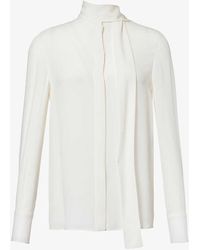 Valentino Garavani - High-neck Long-sleeve Silk Shirt - Lyst