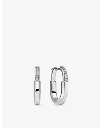 Tiffany & Co. - Tiffany Lock Small 18Ct- And 0.05Ct Round-Brilliant Diamond Earrings - Lyst