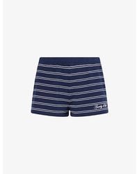 Sporty & Rich - Signature-Logo Striped Cotton Shorts - Lyst