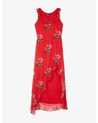 The Kooples - Ruffle Floral-Print Woven Maxi Dress - Lyst