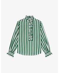 LK Bennett - Camille Stripe-pattern Regular-fit Silk And Cotton-blend Shirt - Lyst
