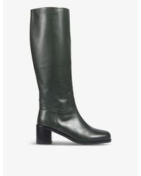 LK Bennett - Claude Round-Toe Leather Heeled Knee-High Boots - Lyst