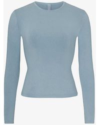 Skims - New Vintage Long-sleeve Cropped Stretch-cotton T-shirt X - Lyst