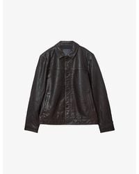 AllSaints - Nates Collared Leather Jacket - Lyst