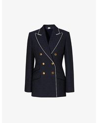 Gucci - Contrast-piped Double-breasted Cotton And Wool-blend Blazer - Lyst