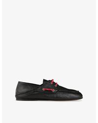 Sandro - Contrast-Lace Foldable-Heel Leather Boat Shoes - Lyst