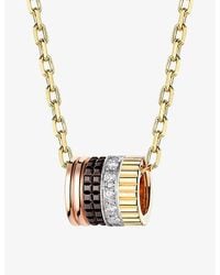 Boucheron - Quatre Classique Pvd-coated 18ct Yellow, White And Pink-gold And 0.17ct Brilliant-cut Diamond Pendant Necklace - Lyst
