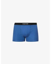 Tom Ford - Logo-waistband Mid-rise Stretch-cotton Boxer - Lyst