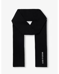 Acne Studios - Logo-embroidered Knitted Wool-blend Scarf - Lyst