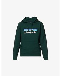 Patagonia P-6 Uprisal Brand-print Recycled Polyester And Recycled Cotton-blend Hoody - Green