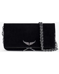 Zadig & Voltaire - Rock Wing-charm Suede Clutch Bag - Lyst