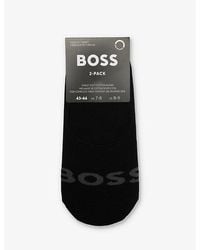 BOSS - Logo Text-pattern Pack Of Two Stretch-cotton Blend Socks - Lyst
