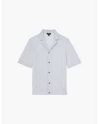 Reiss - Grafton Cuban-Collar Short-Sleeve Wool Shirt - Lyst
