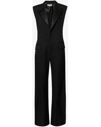 Victoria Beckham - Satin-lapel Straight-leg Woven Tuxedo Jumpsuit - Lyst