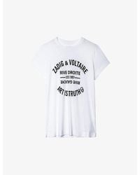 Zadig & Voltaire - Walk Text-Print Cotton-Jersey T-Shirt - Lyst